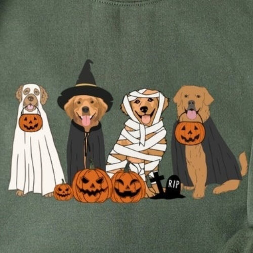 Golden Retriever Ghost Dogs Sweatshirt Halloween Pet Lover Spooky Pullover 05 - Picture 2 of 5